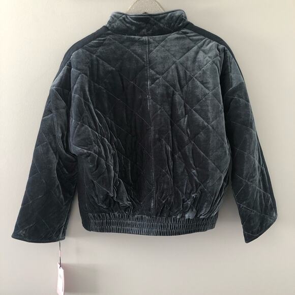 Avec Les Filles Quilted Velvet Charcoal Navy Jacket NEW - Picture 4 of 8